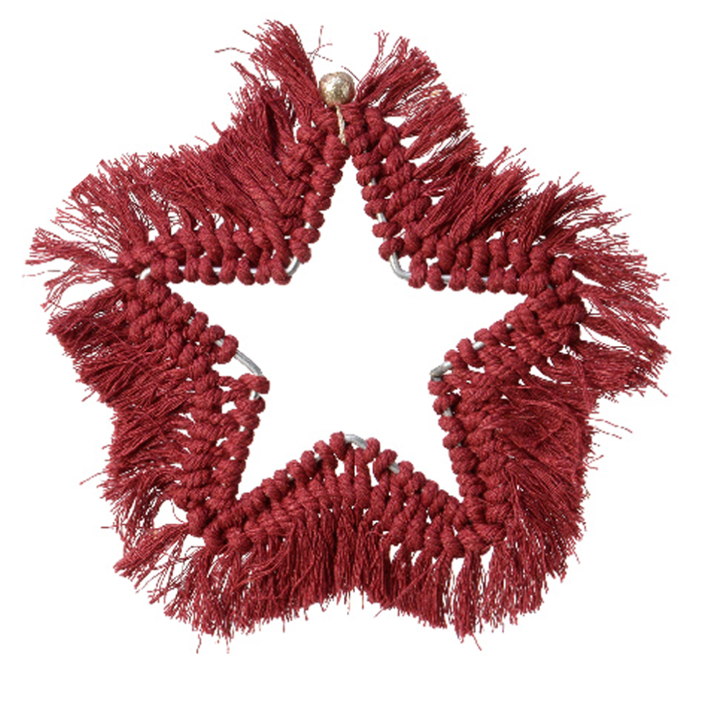 Macramé kerstornament - Ster - Rood