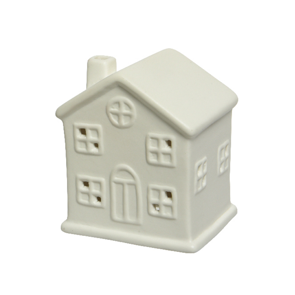 Decoris kerstdecoratie - Huisje - Wit