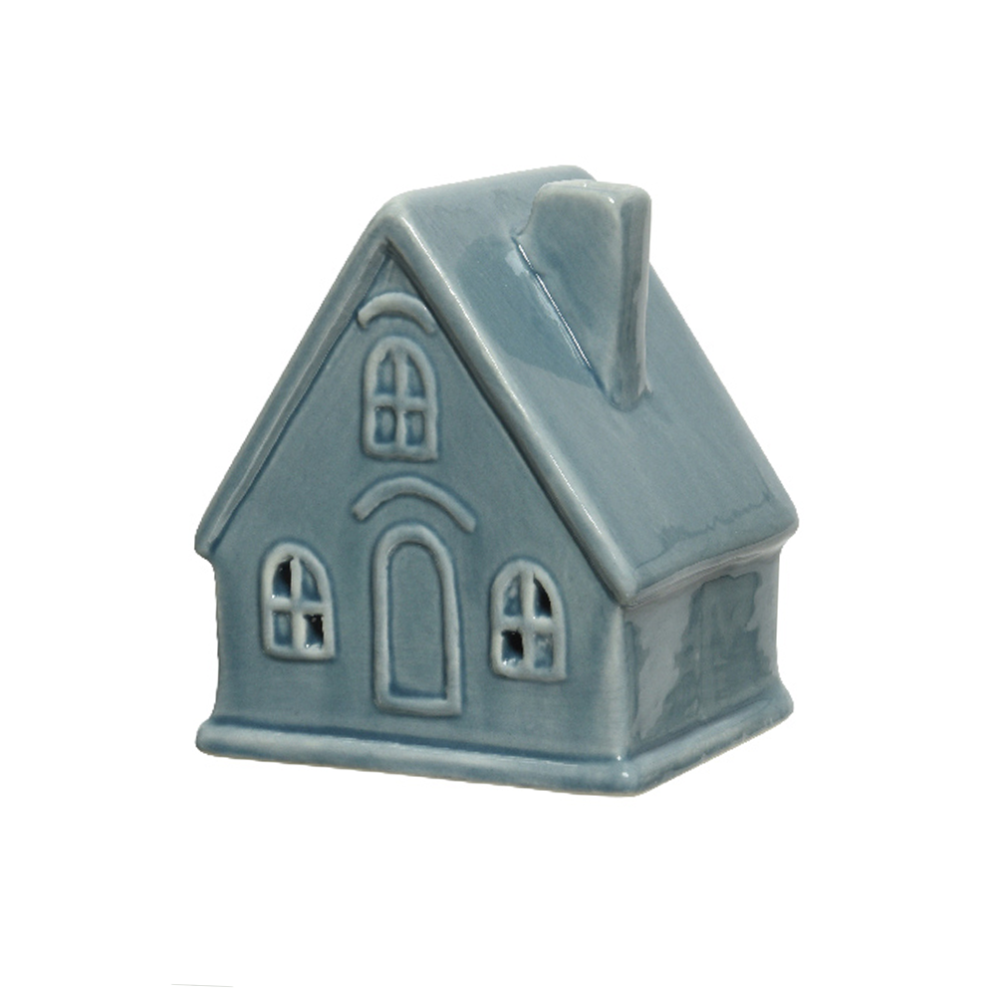 Decoris kerstdecoratie - Huisje - Blauw