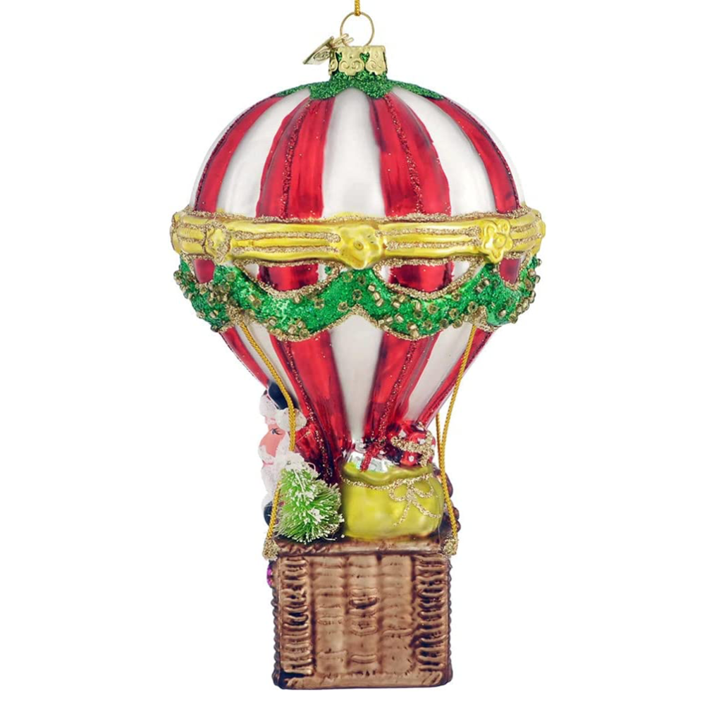 Kurt Adler kerstornament - Kerstman in luchtballon