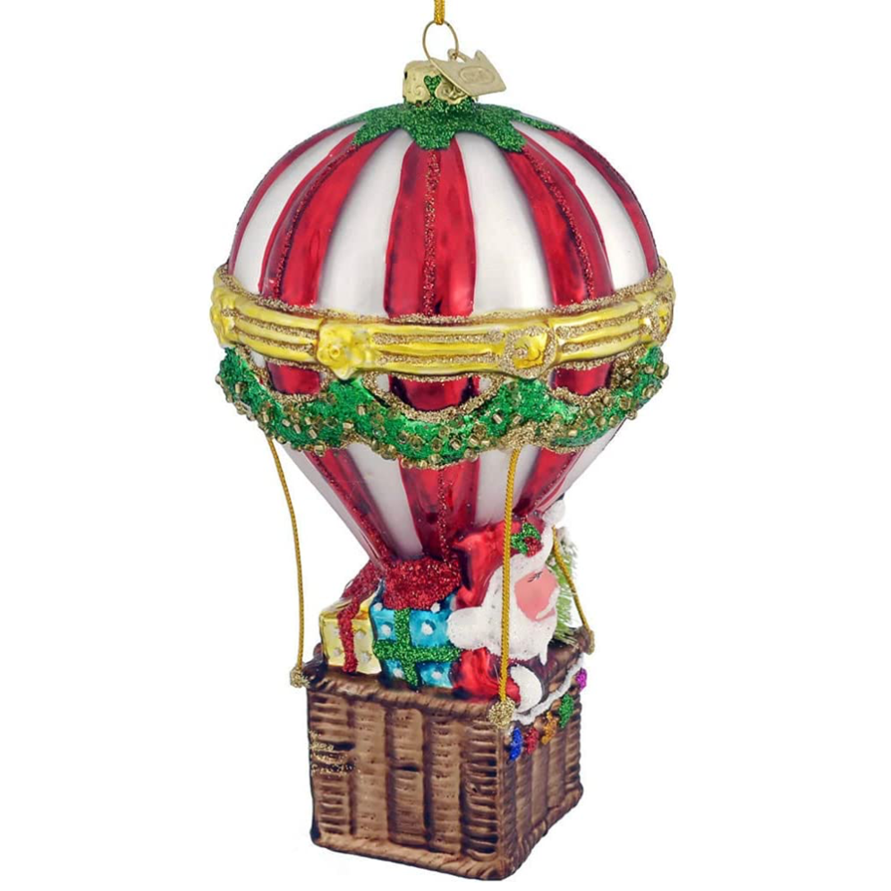 Kurt Adler kerstornament - Kerstman in luchtballon