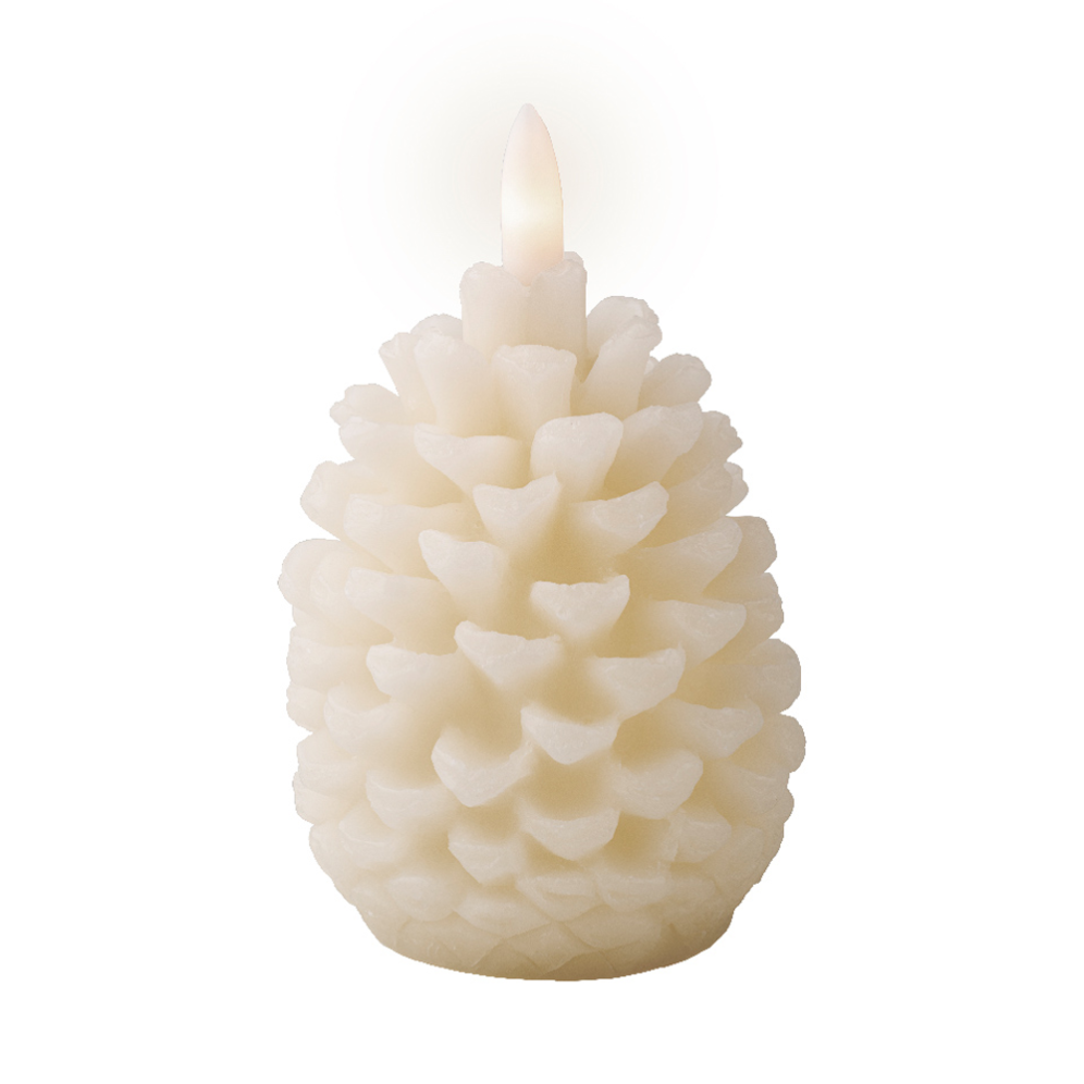 LED kaars - Dennenappel - Creme - 11cm