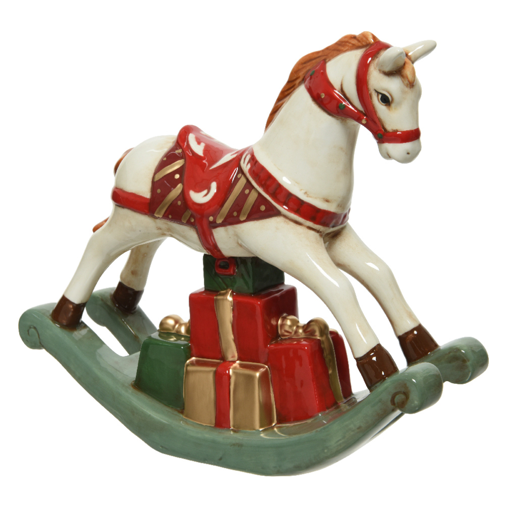 Decoris hobbelpaard - Met kerstcadeau's