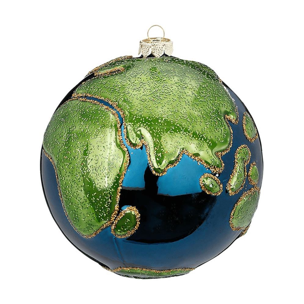 Glazen kerstbal - Wereldbol - 8cm