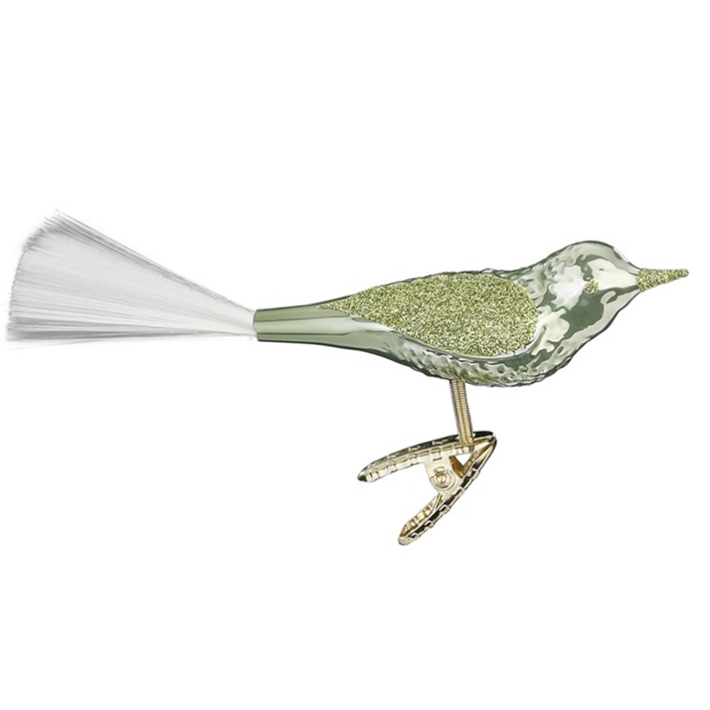 Inge Glas kerstornament - Vogel - Op clip