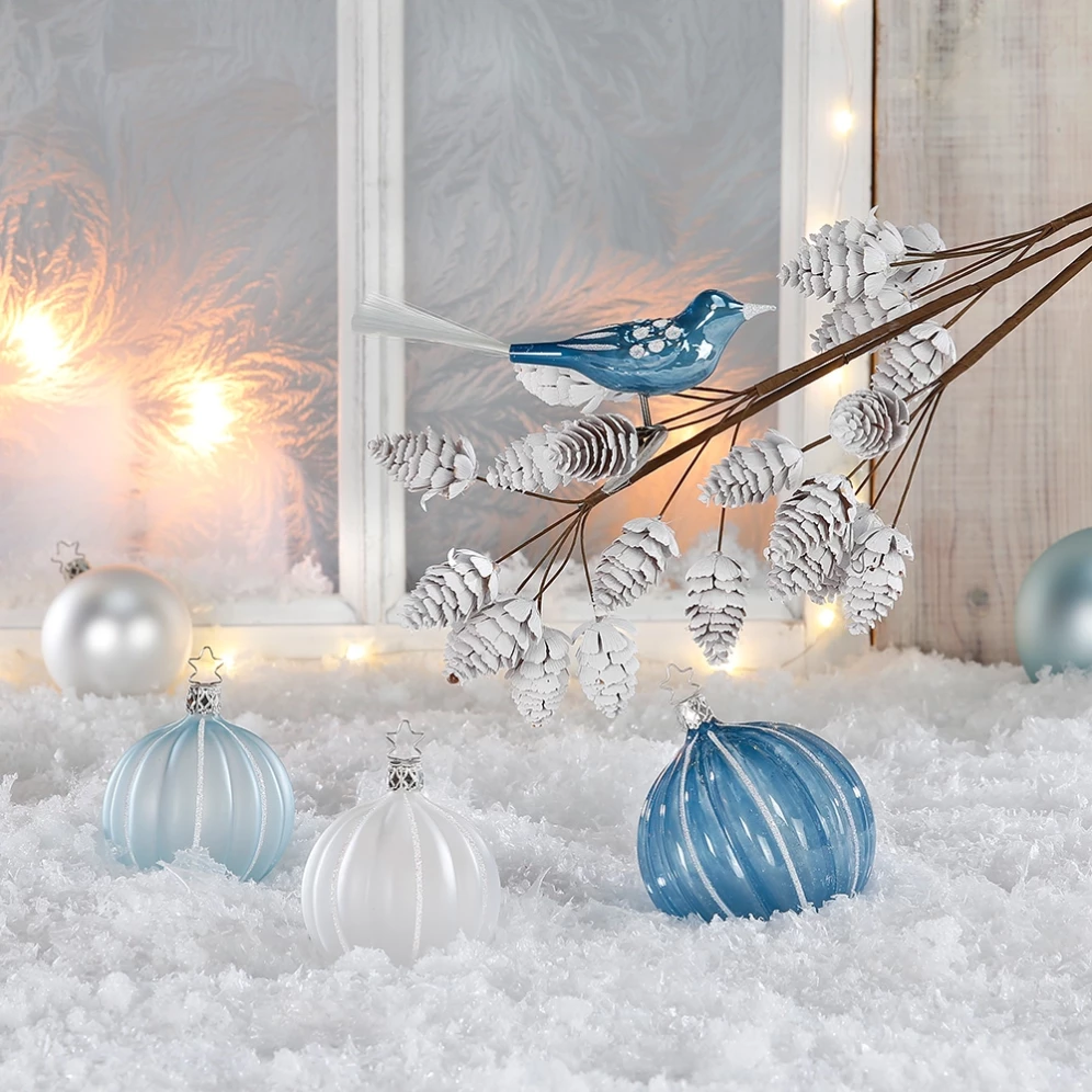 Inge Glas kerstornament - Vogel - Op clip