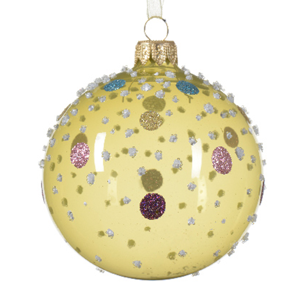 Glazen kerstbal - Met glitters - 8cm