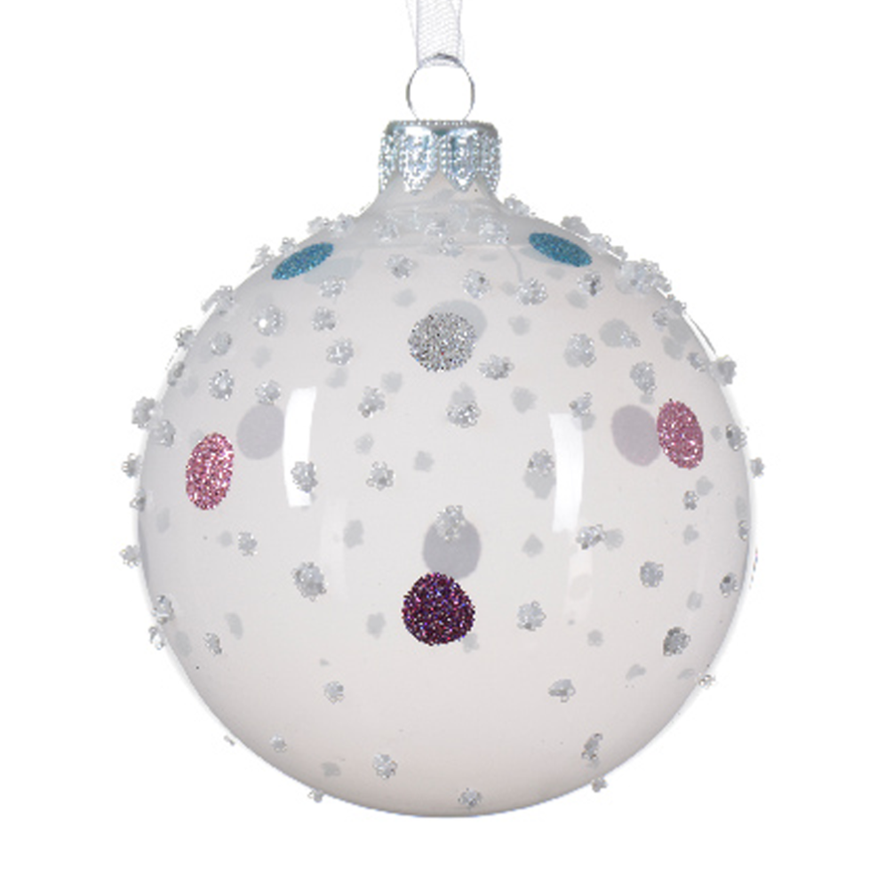 Glazen kerstbal - Met glitters - 8cm
