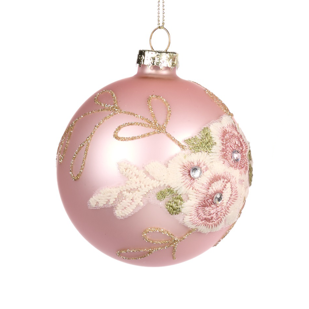 Goodwill kerstbal - Met bloemen - 8cm