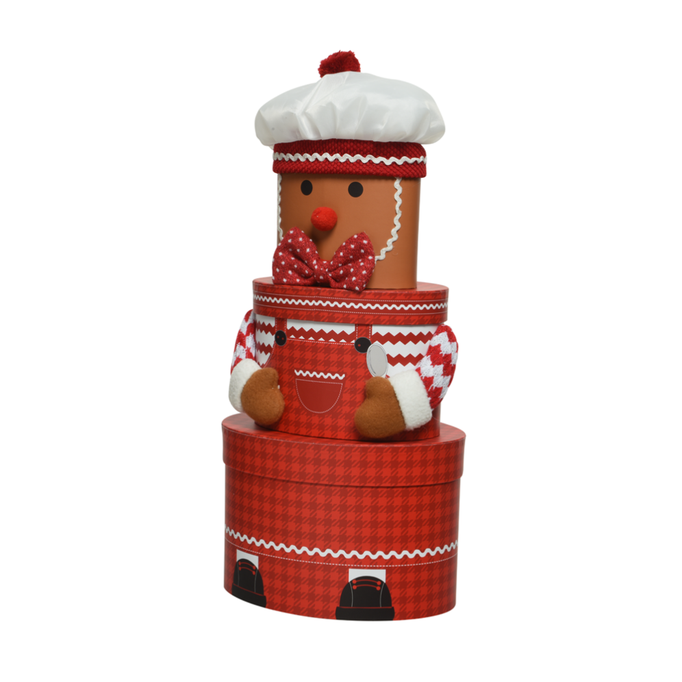 Papieren cadeaudozen - Gingerbread kok - Set van 3