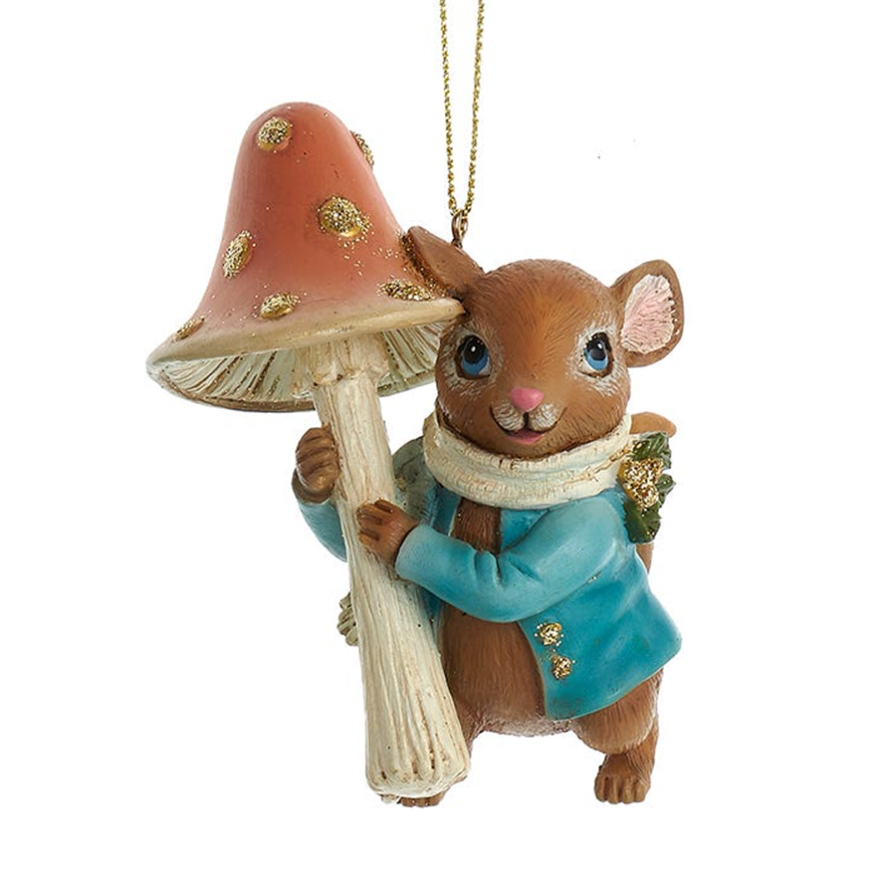 Kurt Adler kerstornament - Muis met paddenstoel