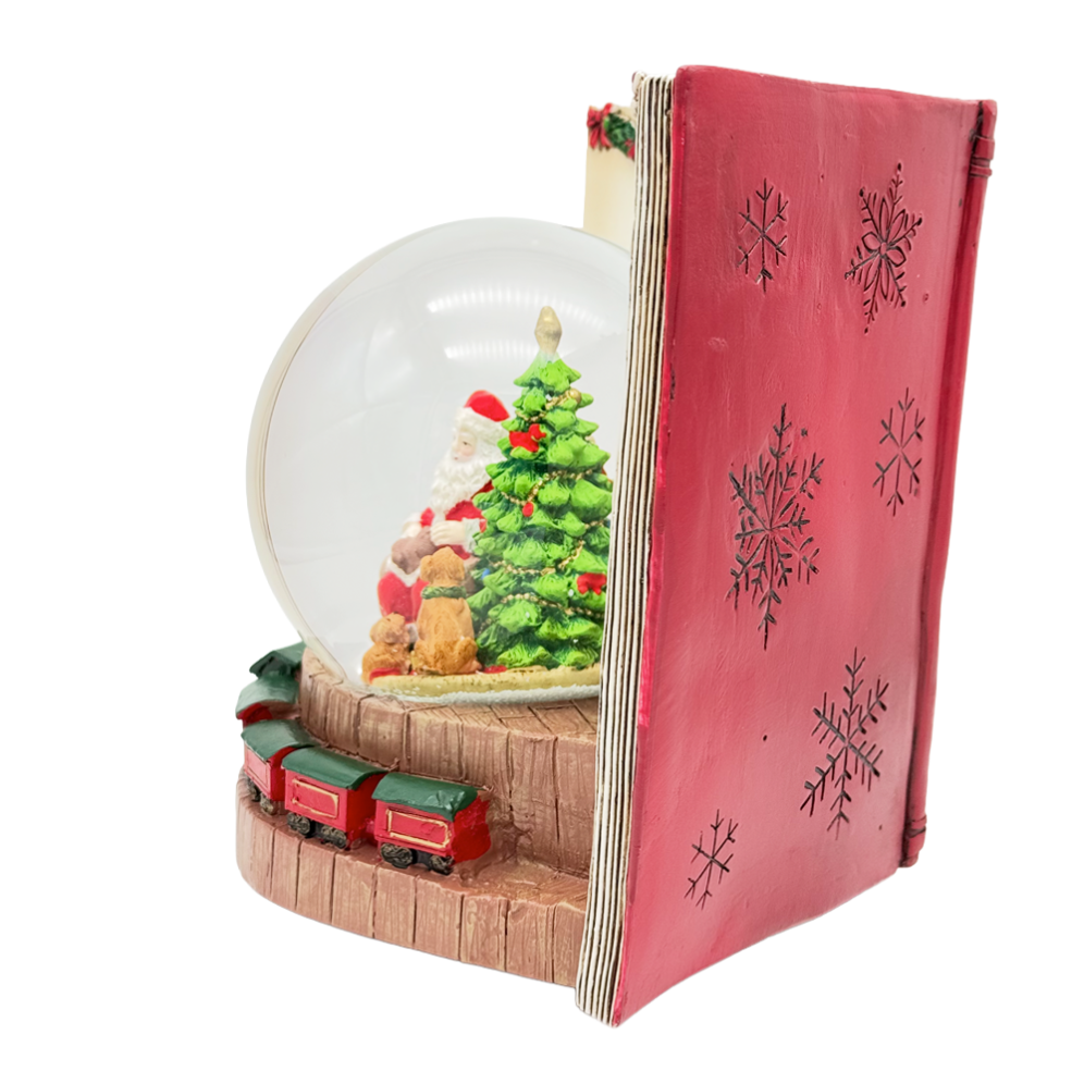Sneeuwbol - Met boek en kerstman