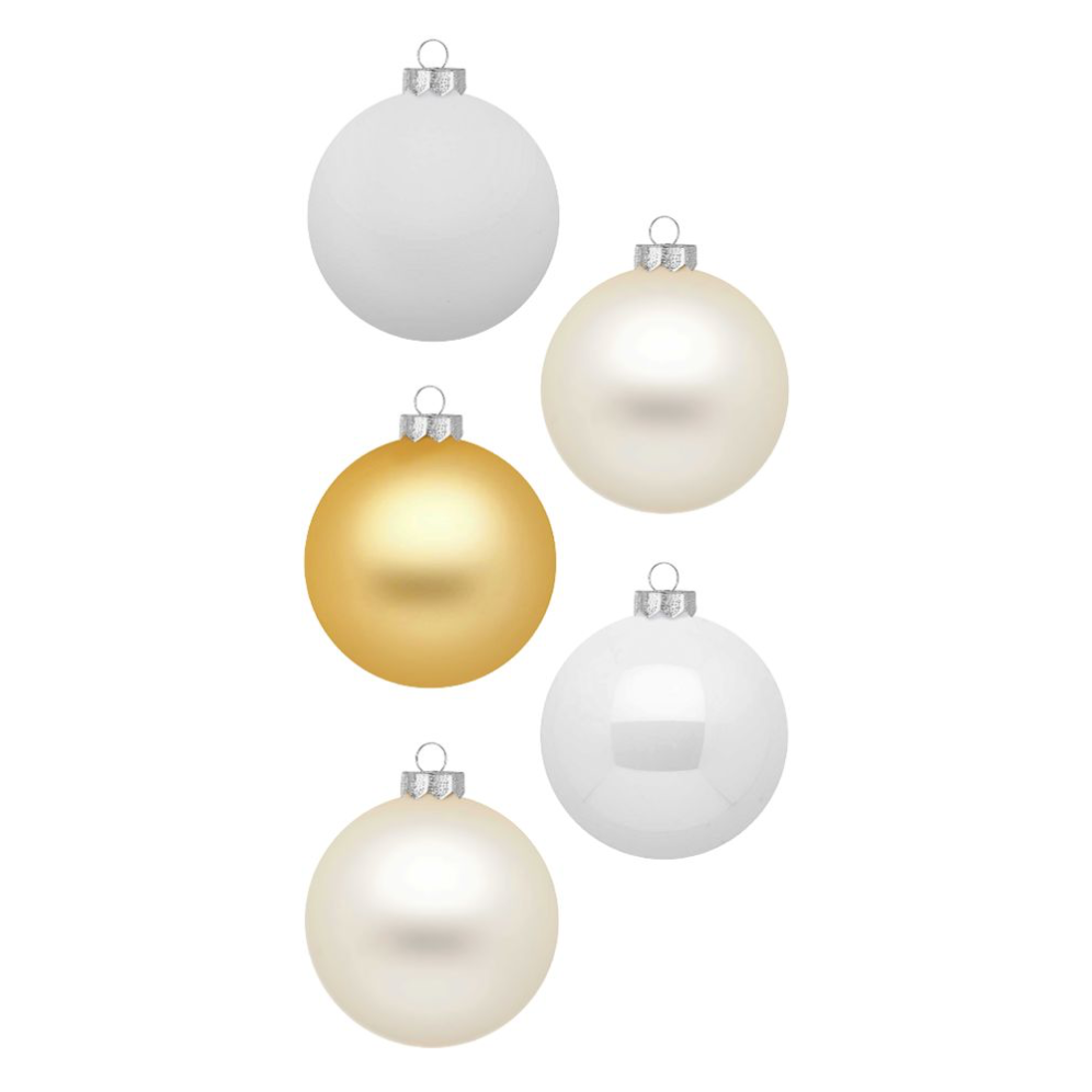 Inge Glas glazen kerstballen - Set van 30 - Wit en goud - 6cm