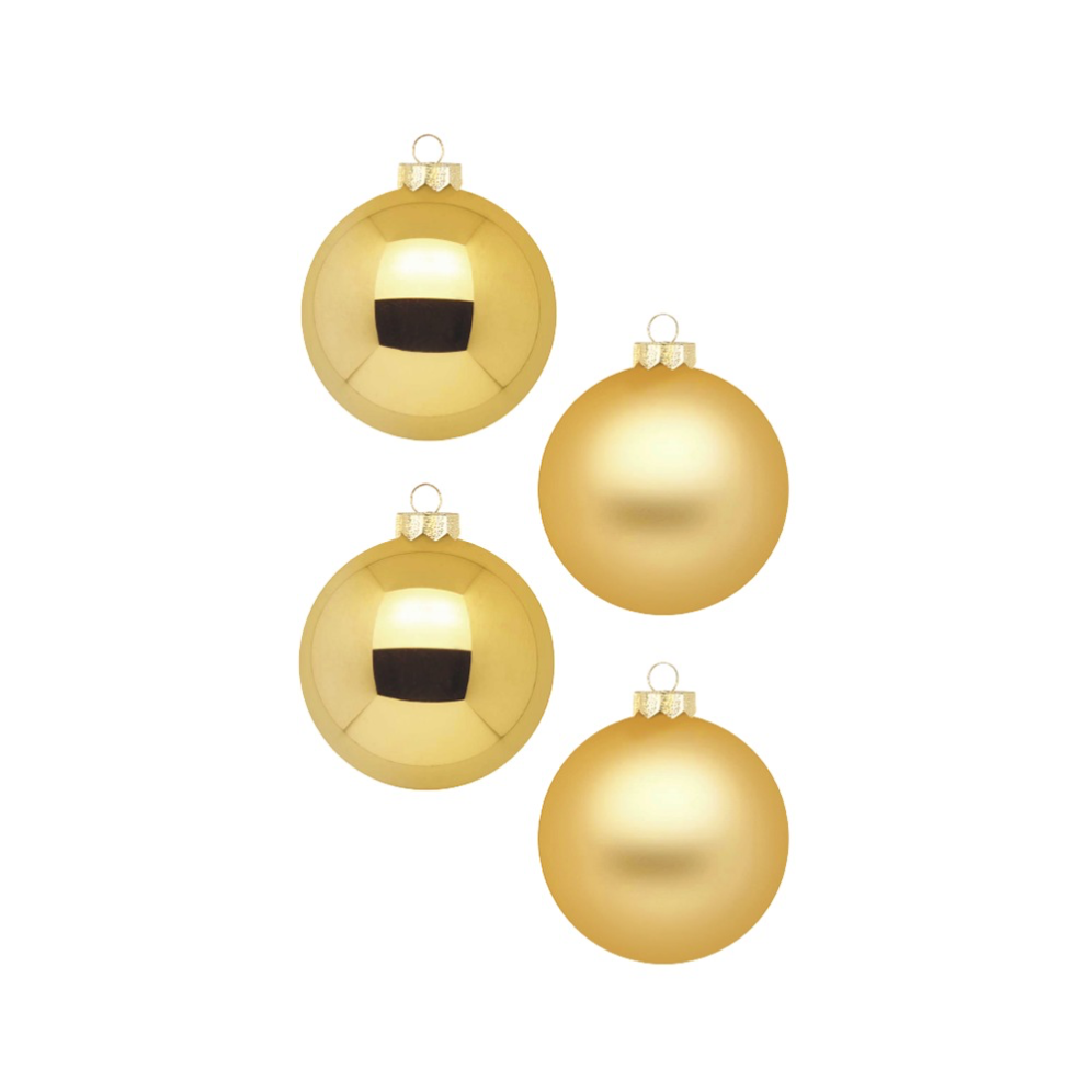 Inge Glas glazen kerstballen - Set van 12 - Goud - 8cm