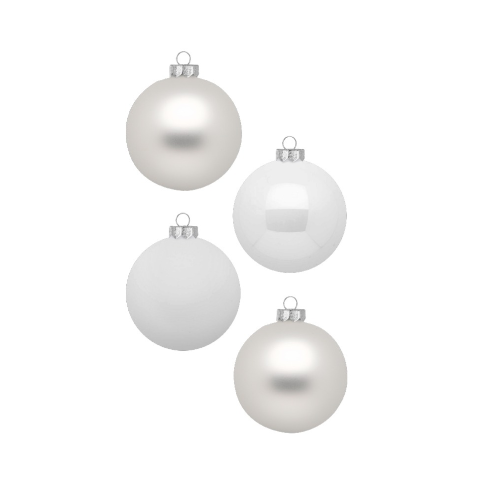 Inge Glas glazen kerstballen - Set van 12 - Wit  en zilver - 8cm