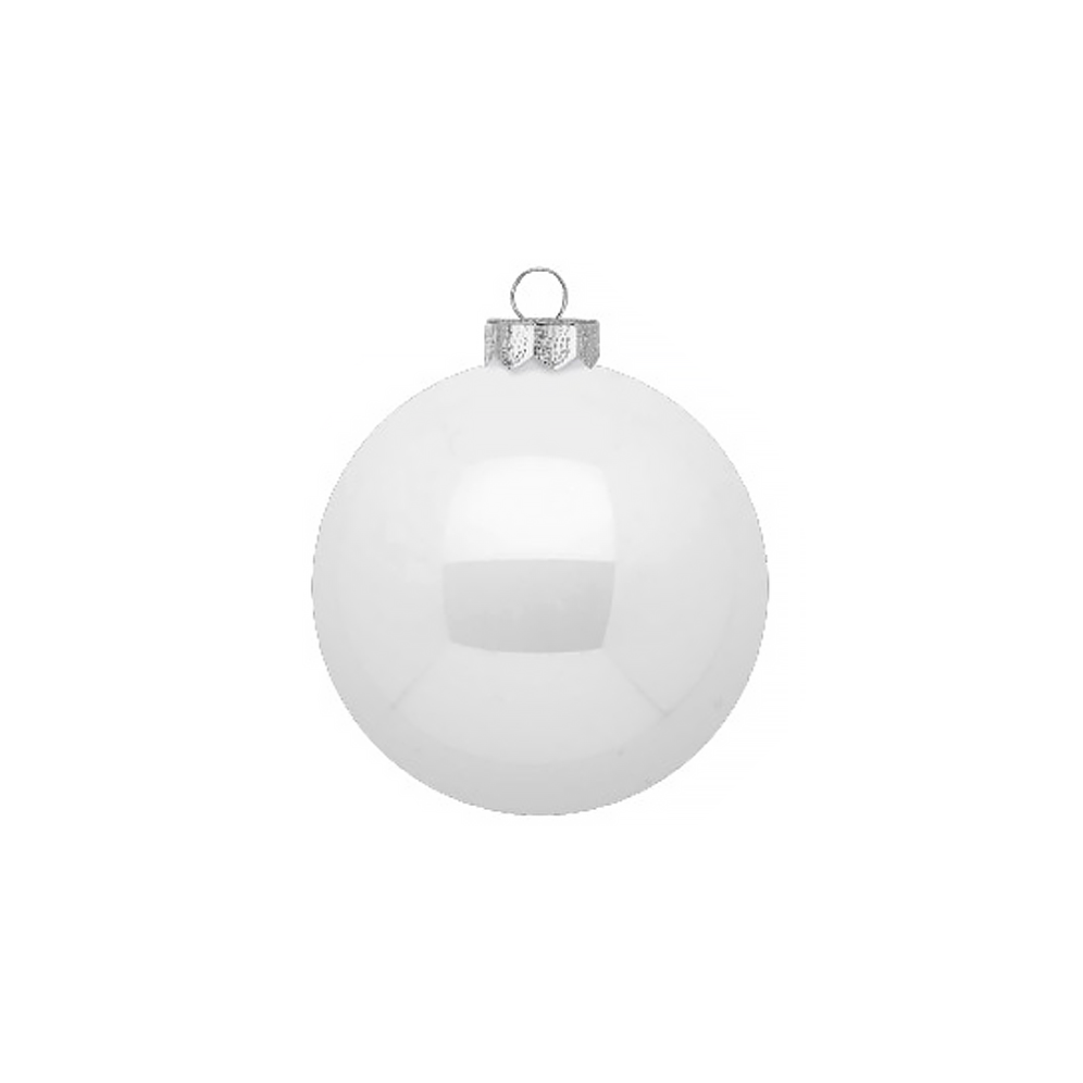 Inge Glas glazen kerstballen - Set van 12 - Wit  en zilver - 8cm