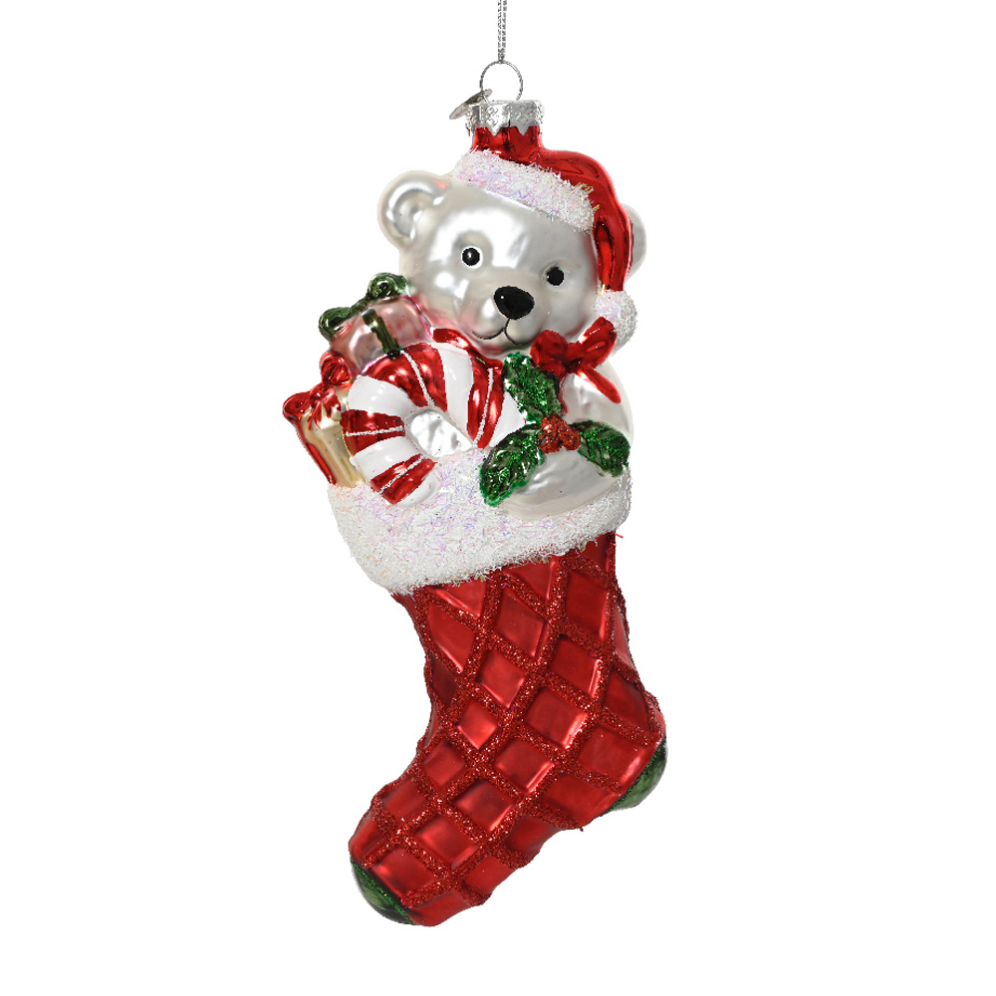 Decoris kerstornament - Beer in kerstsok