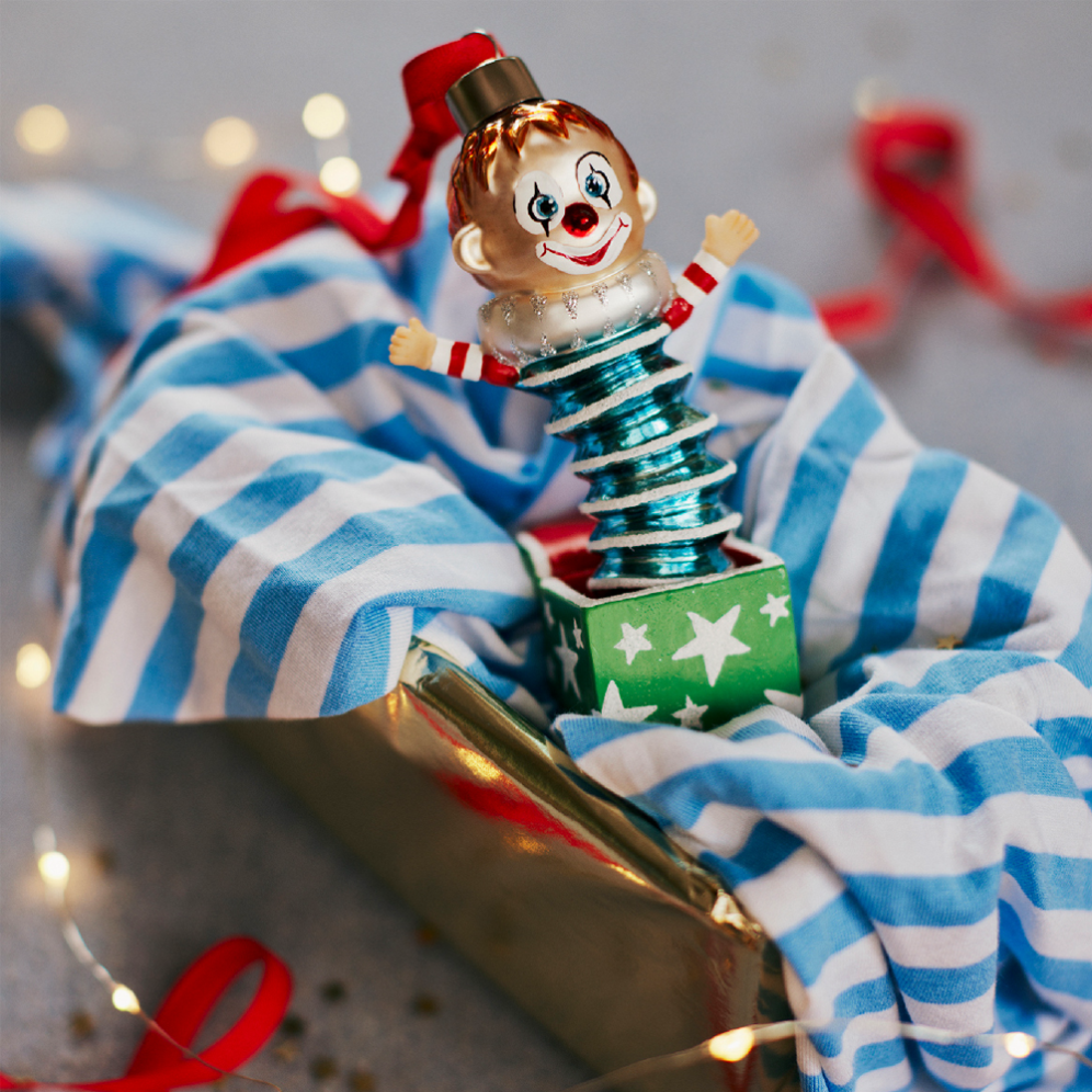 Decoris kerstornament - Clown in doos