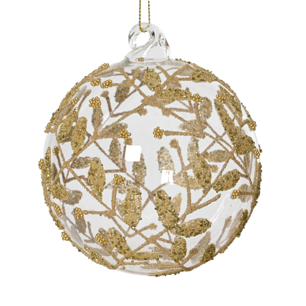 Decoris kerstbal - Met bladeren - 10cm