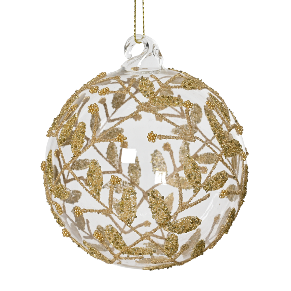 Decoris kerstbal - Met bladeren - 12cm