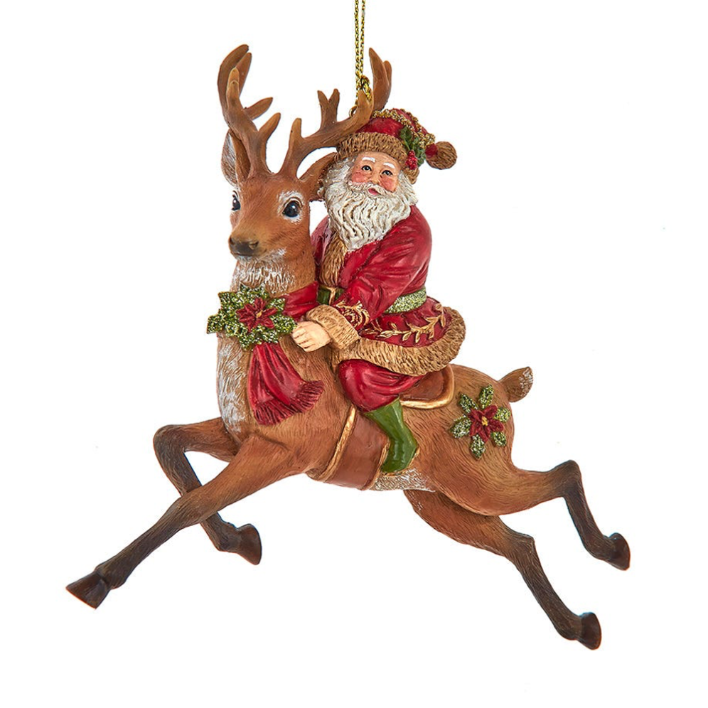 Kurt Adler kerstornament - Kerstman op rendier