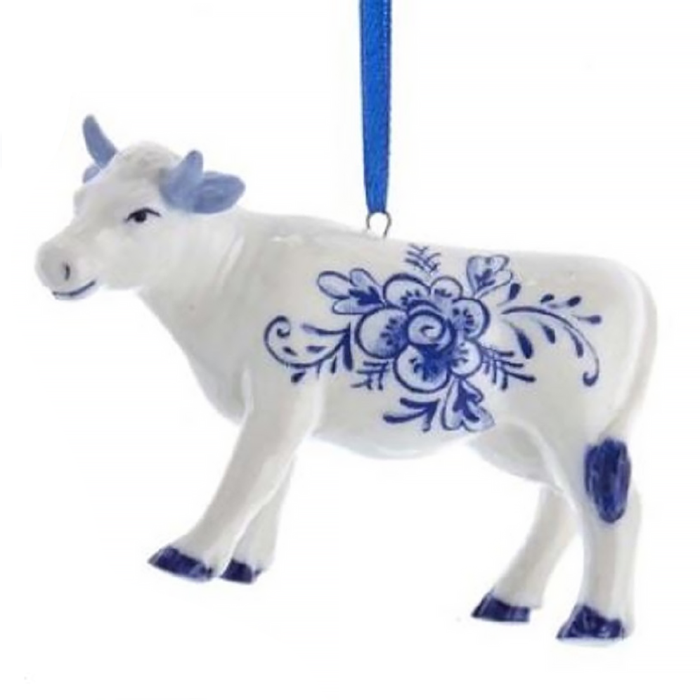 Kurt Adler kerstornament - Koe - Delfts Blauw