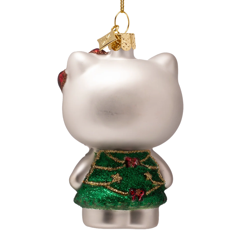 Vondels kerstornament - Hello Kitty - Met kerstjurk