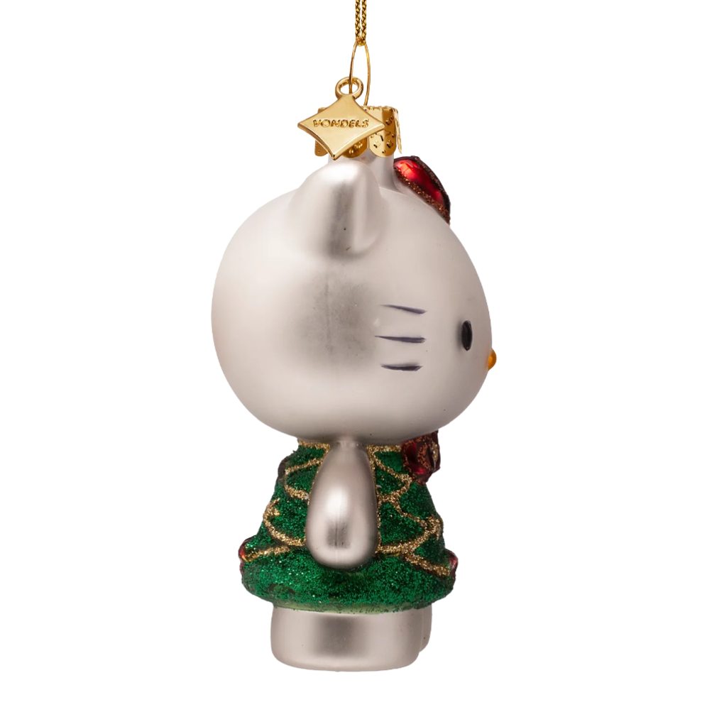 Vondels kerstornament - Hello Kitty - Met kerstjurk