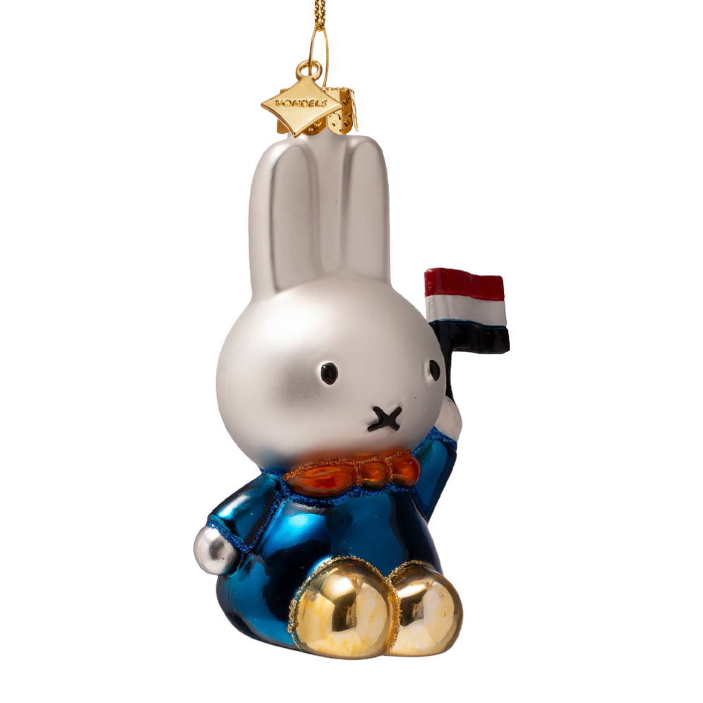 Vondels kerstornament - Nijntje met vlag