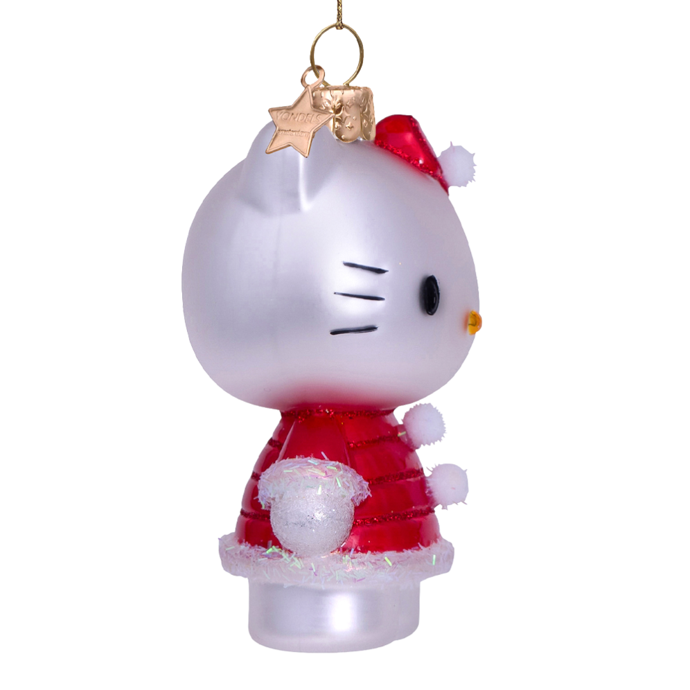Vondels kerstornament - Hello Kitty - Met kerstjurk
