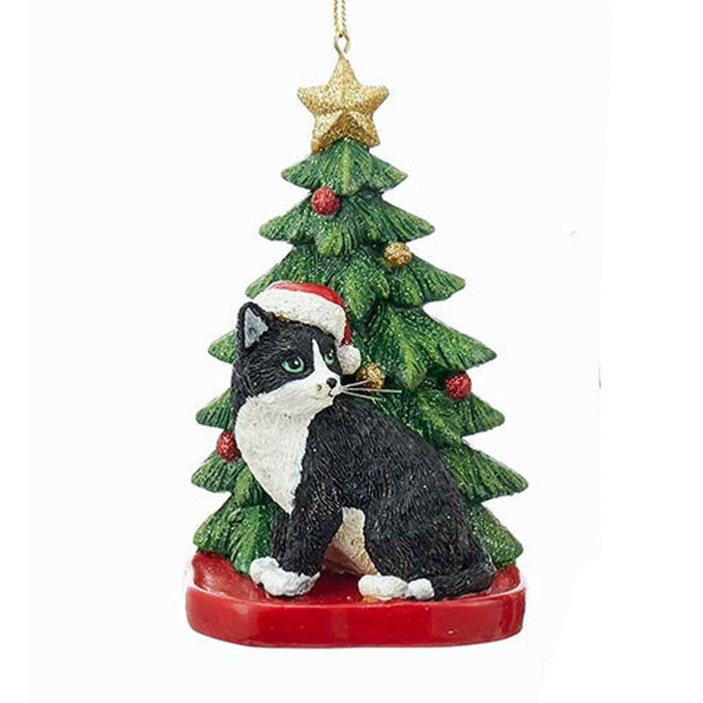Kurt Adler kerstornament - Kat met kerstboom