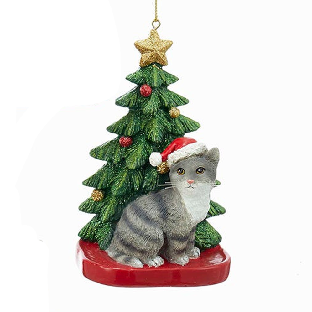 Kurt Adler kerstornament - Kat met kerstboom