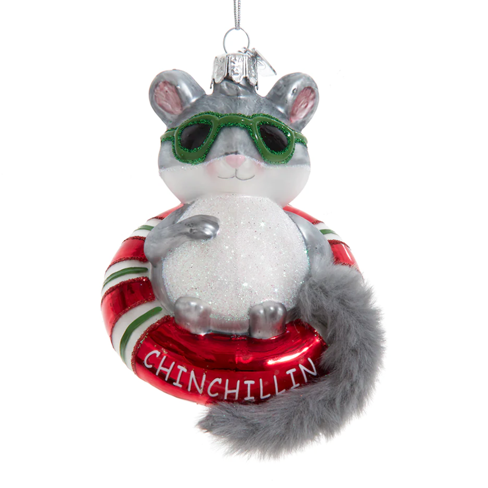 Kurt Adler kerstornament - Chinchilla in zwemband