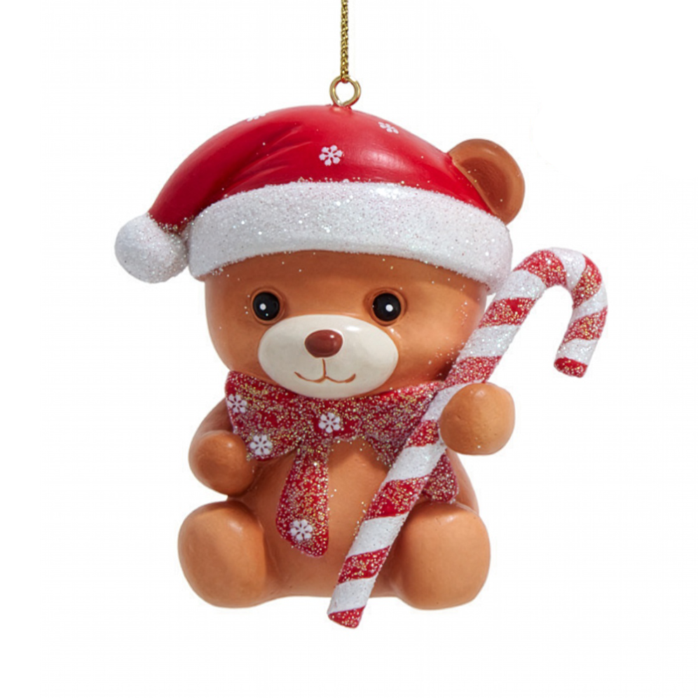 Kurt Adler kerstornament - Teddybeer met zuurstok