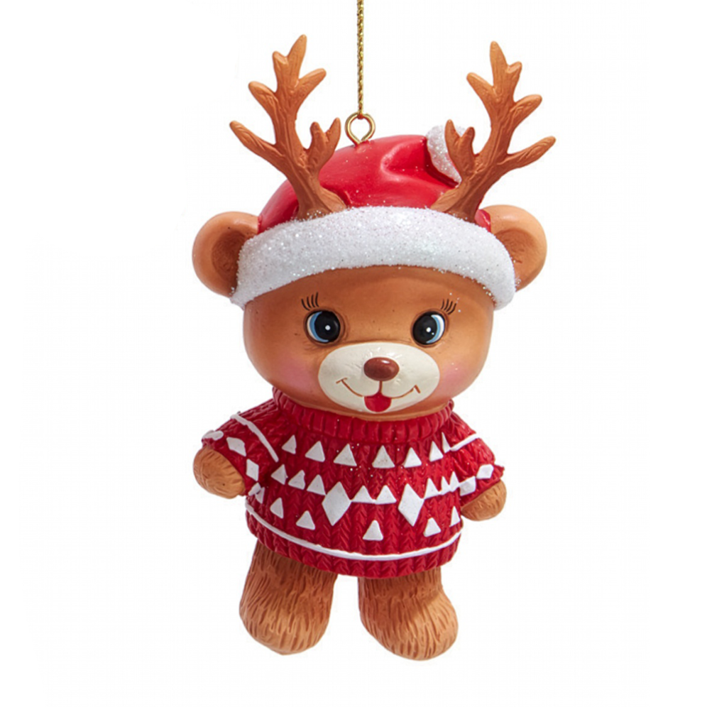 Kurt Adler kerstornament - Teddybeer met gewei