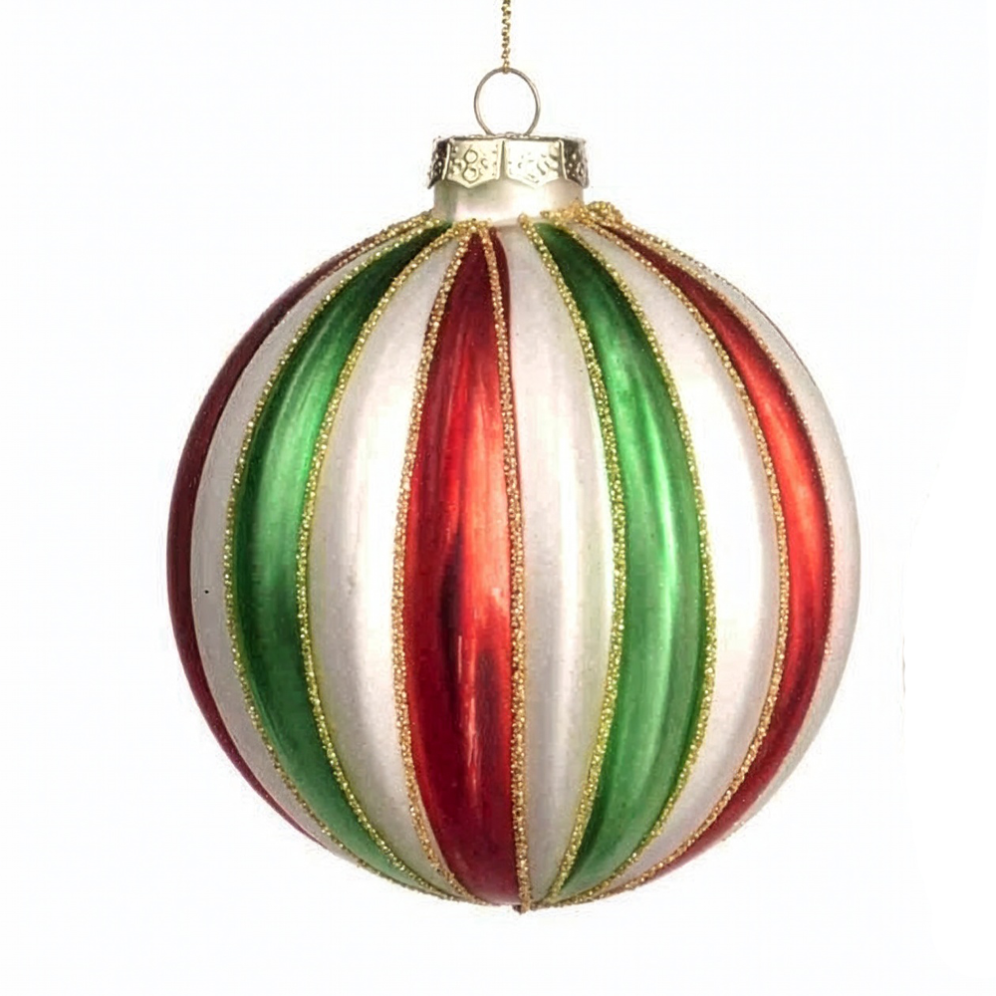 Goodwill kerstbal - Met strepen - 10cm