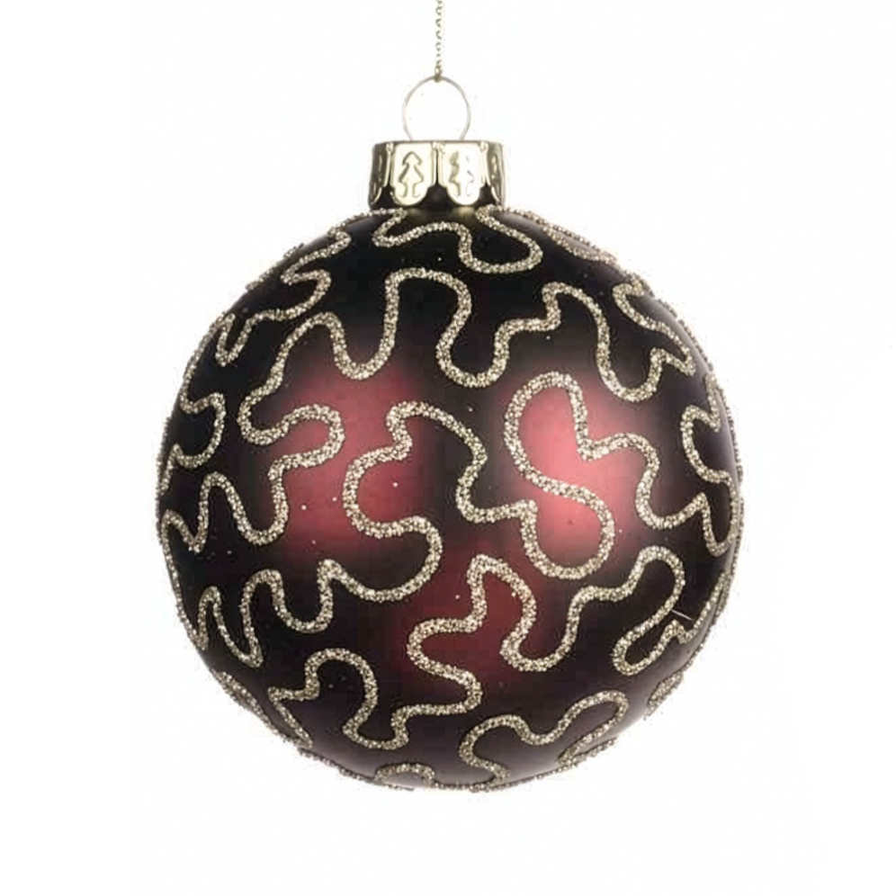 Goodwill kerstbal - Met glitterlijnen - 8cm