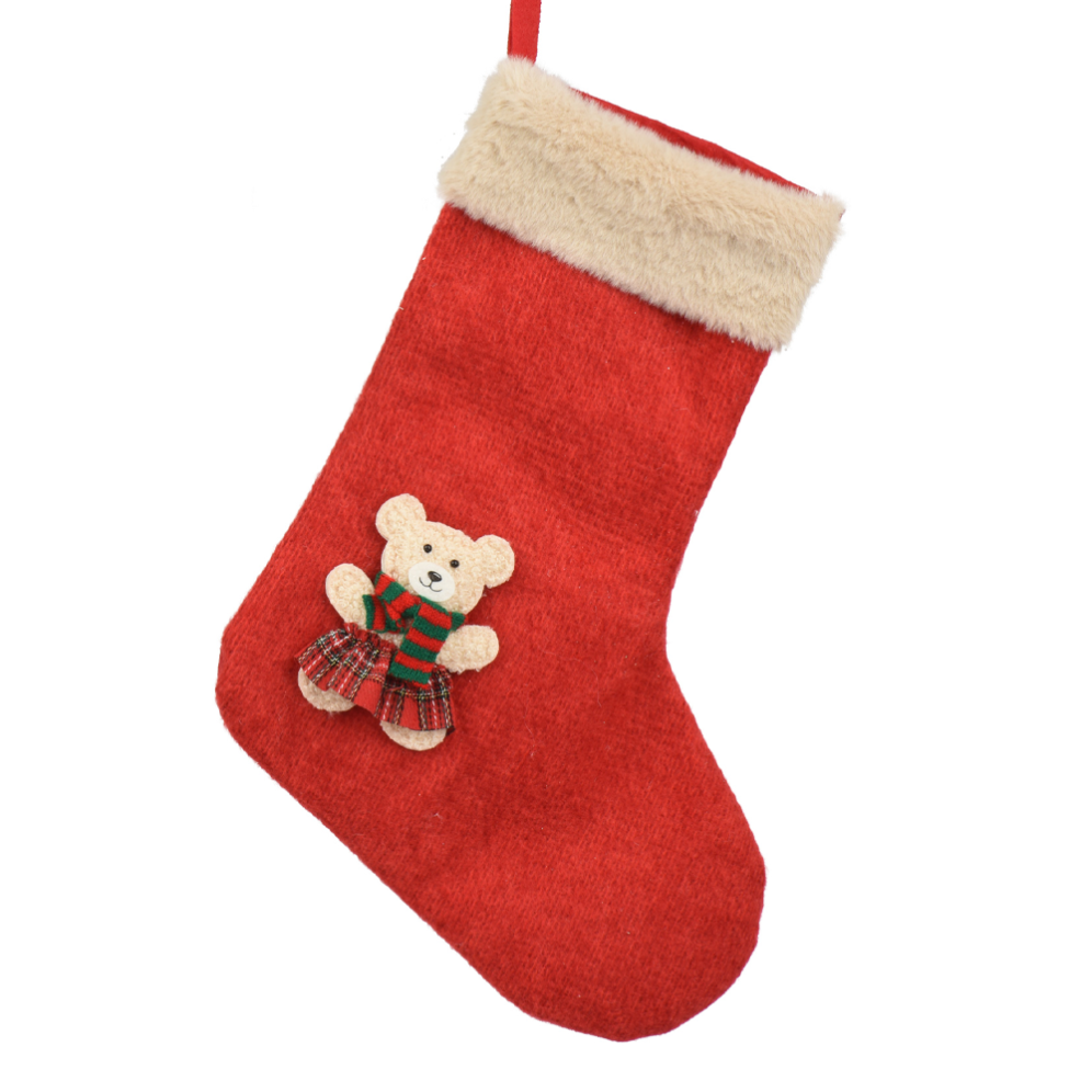Decoris kerstsok - Met teddybeer