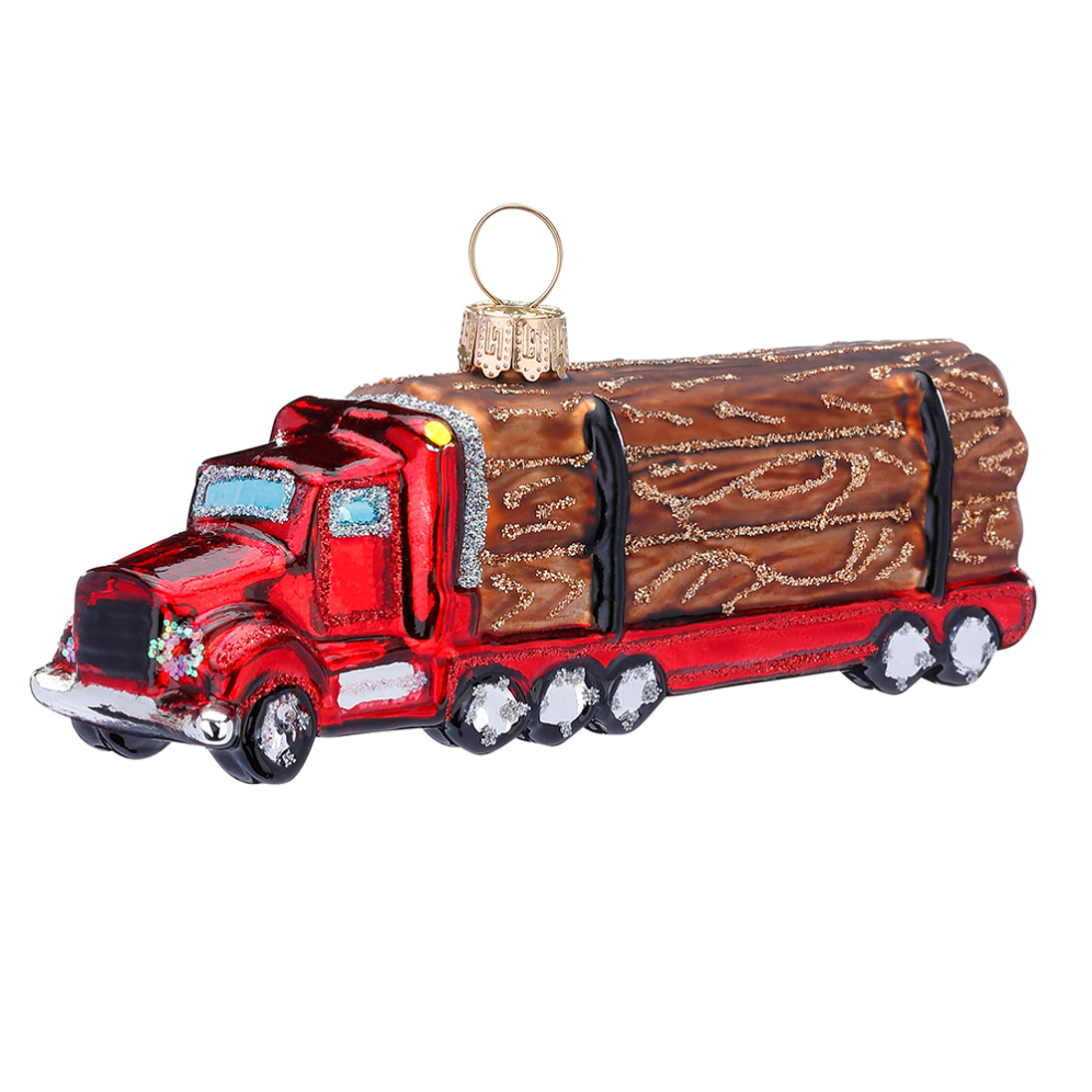 Holly & Jolly kerstornament - Vrachtwagen met boomstammen