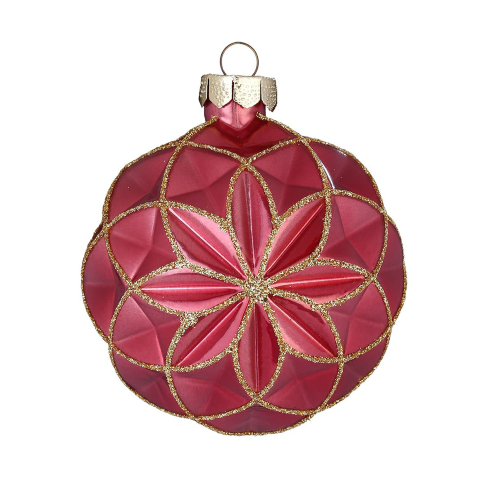 Holly & Jolly kerstbal - Met glitters - 8cm