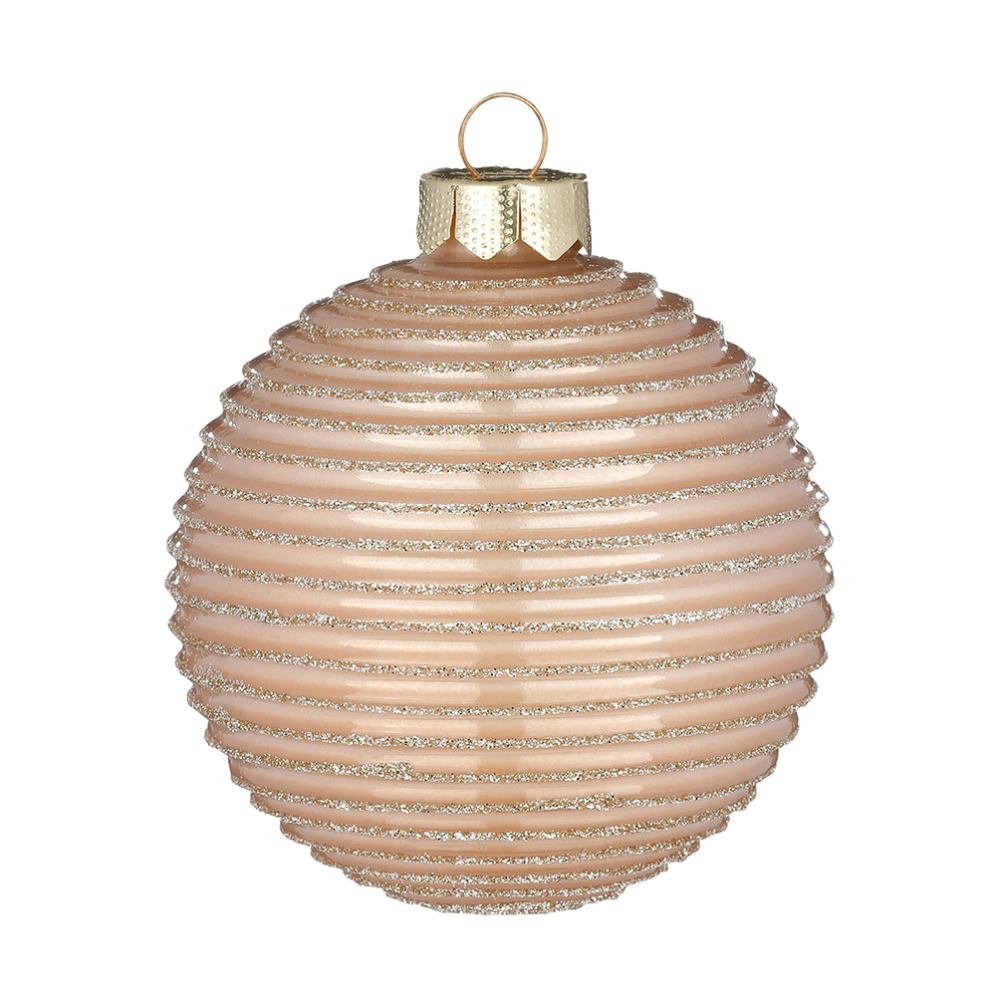 Holly & Jolly kerstbal - Met ribbels - 8cm