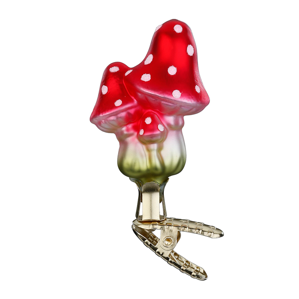 Inge Glas kerstornament - Paddenstoel - Op clip