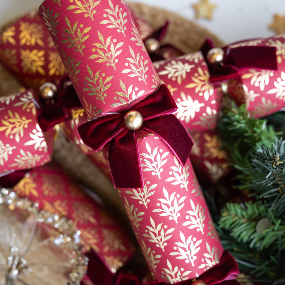 Holly & Ivy Christmas crackers - Opulent Red - Set van 6