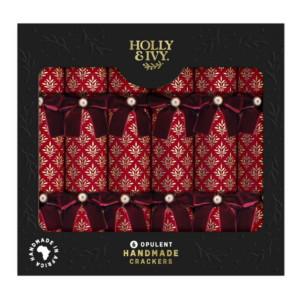 Holly & Ivy Christmas crackers - Opulent Red - Set van 6