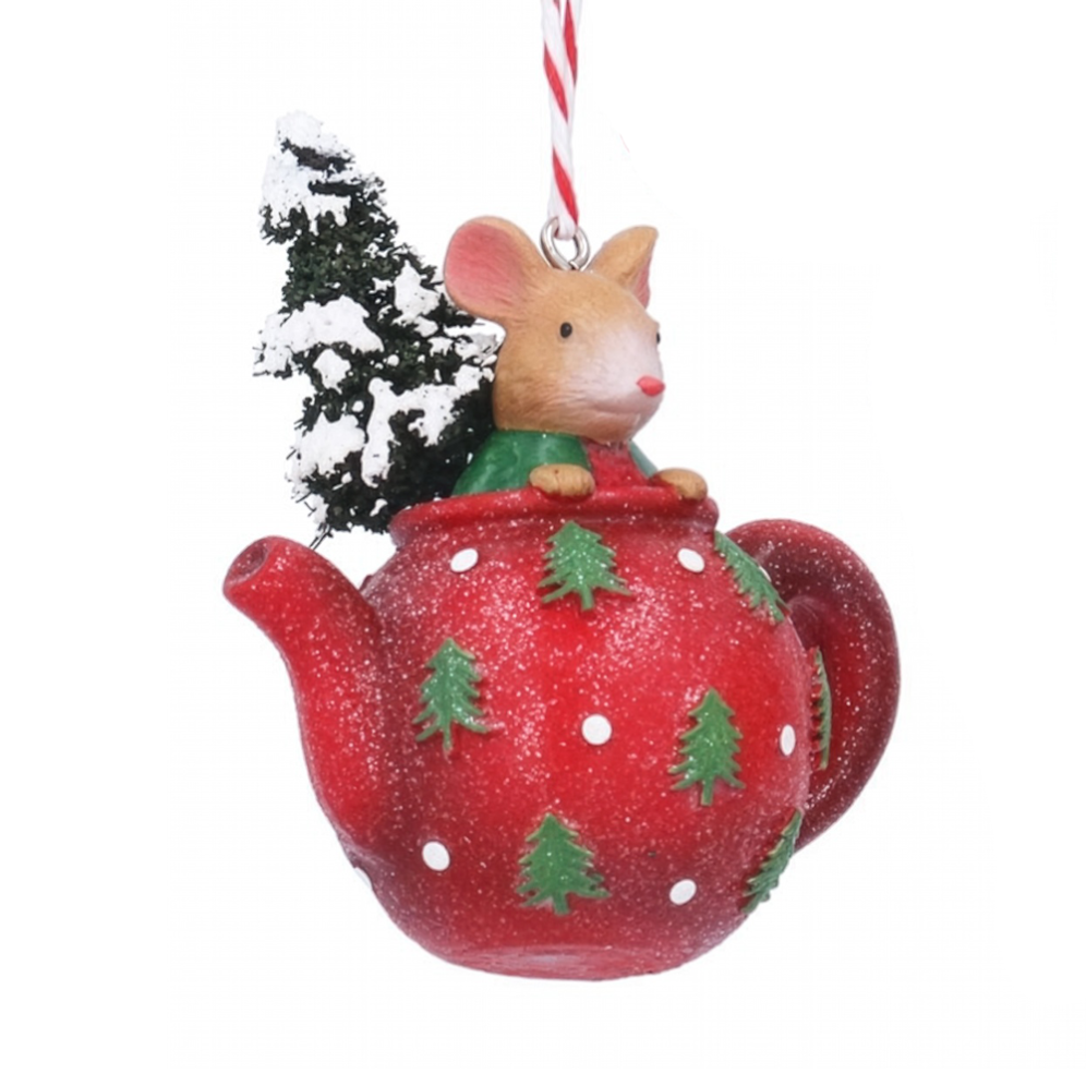 Gisela Graham kerstornament - Muis in theepot