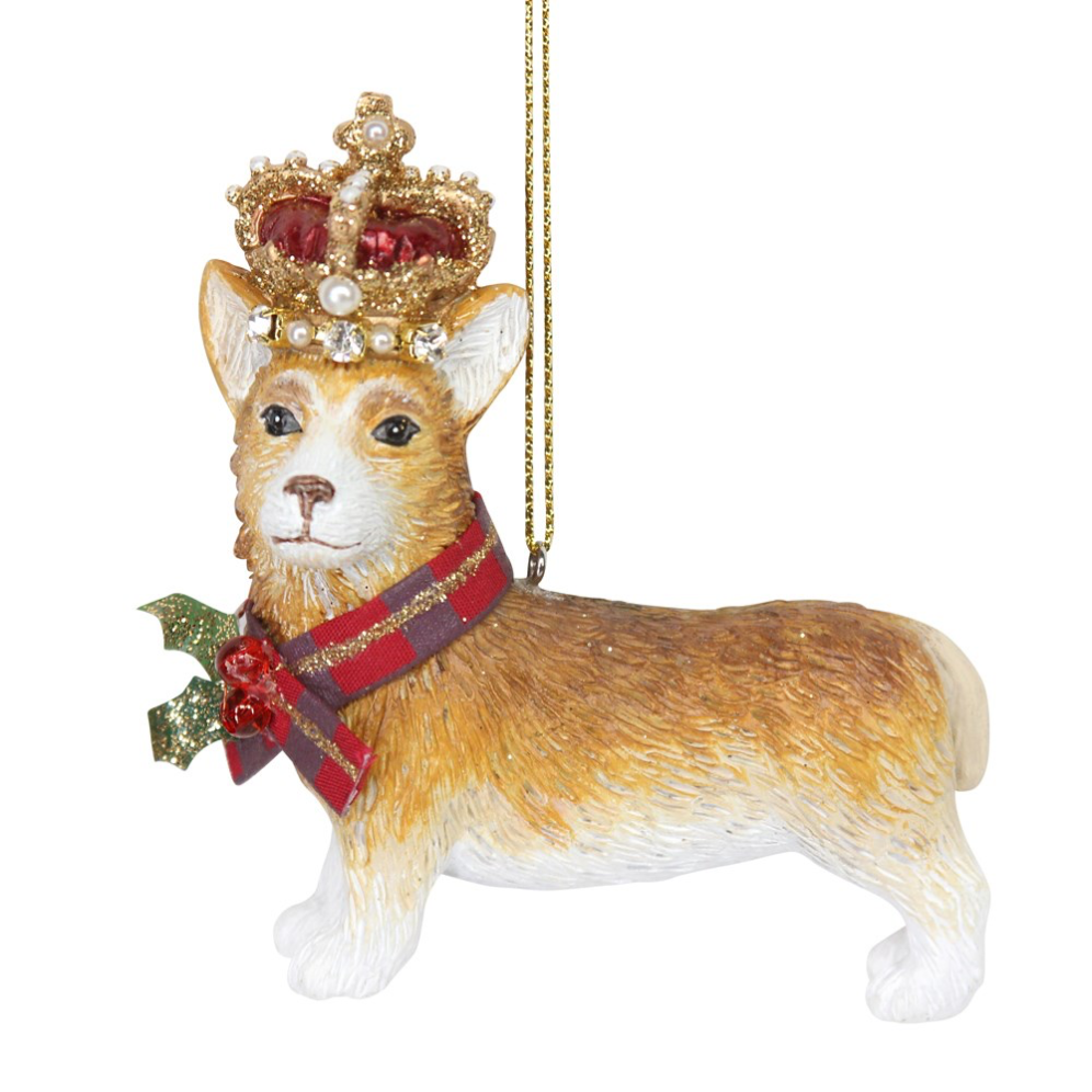 Gisela Graham kerstornament - Corgi met kroon
