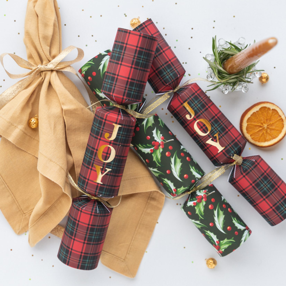 Holly & Ivy Christmas crackers - Tartan & Berries - Set van 6