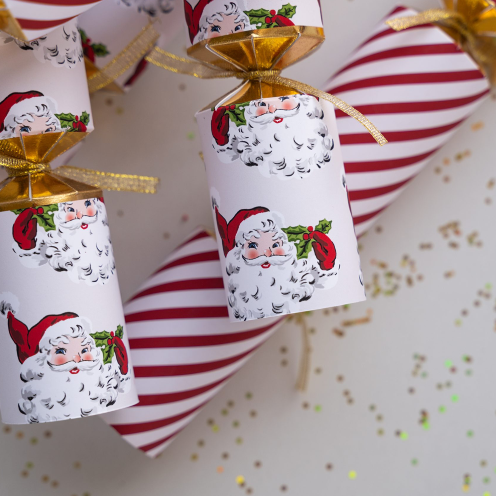 Holly & Ivy Christmas crackers - Nostalgic Santa & Stripes - Set van 12
