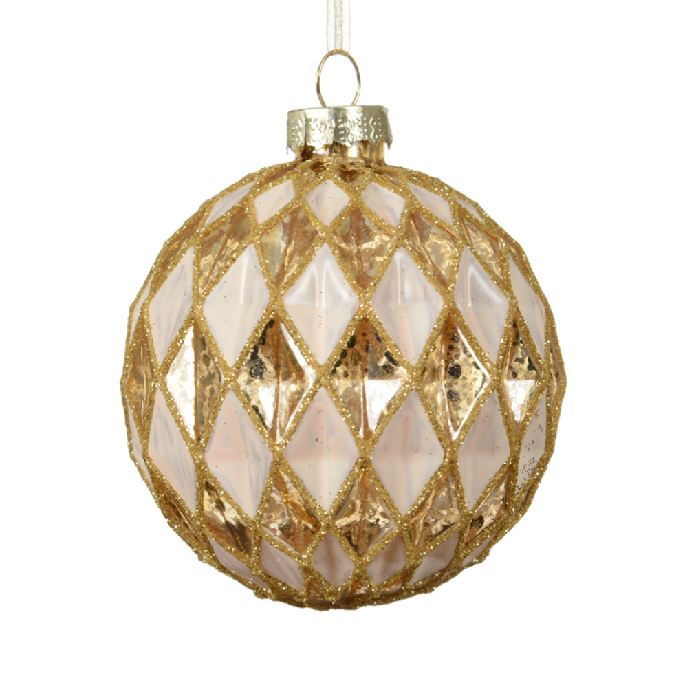 Decoris kerstbal - Met ruiten - 8cm