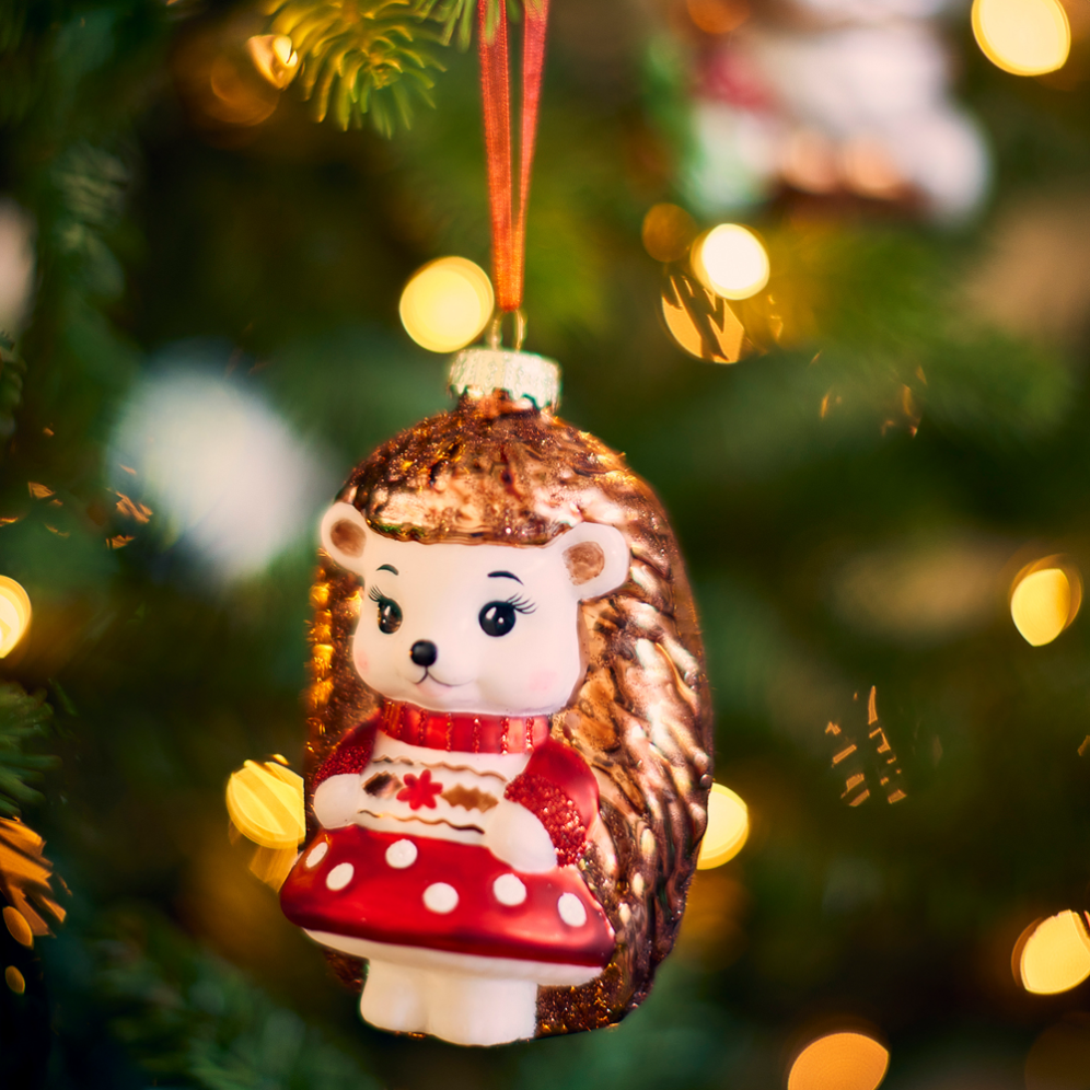 Decoris kerstornament - Egel met paddenstoel
